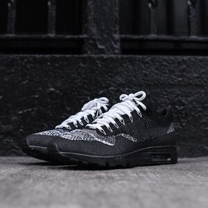 Nike Black and White Air Max 1 Ultra Flyknit Sneakers